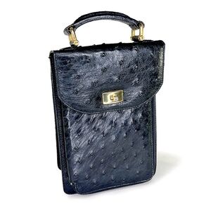 Collection Privé Men's Black Ostrich Travel Bag